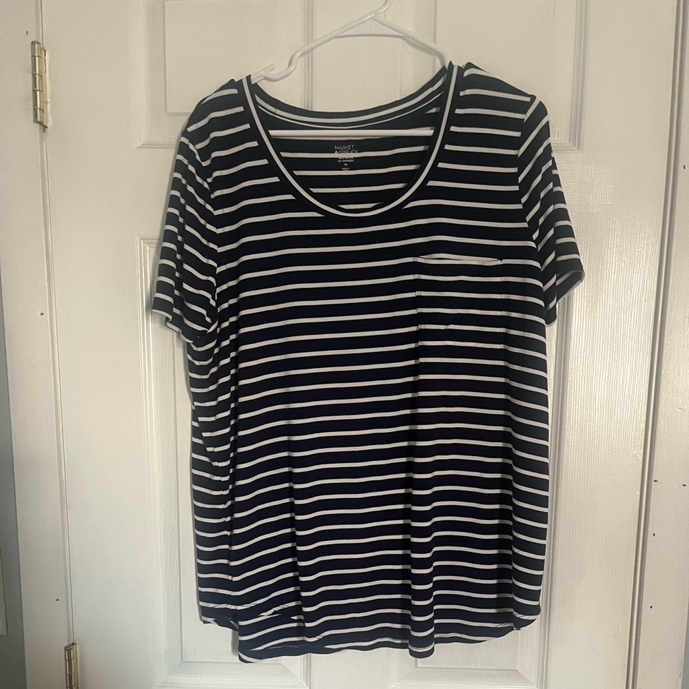 Market & Spruce Navy and White Striped Top